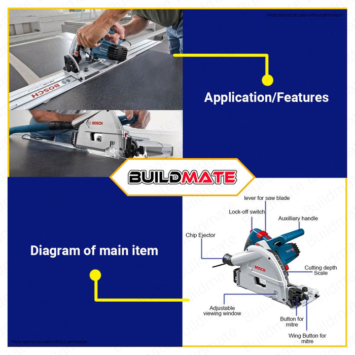 [SUPER SALE][2BOX] BOSCH Plunge Saw With Guide Rail GKT55 GCE FSN1600 0601675002 + 1600Z0000F •BUILDMATE• BPT