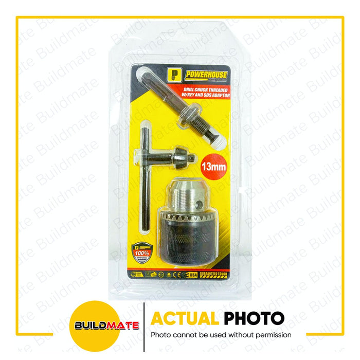 POWERHOUSE Drill Chuck Threaded with Key & SDS Adaptor 10mm | 13mm •BUILDMATE• PTAA