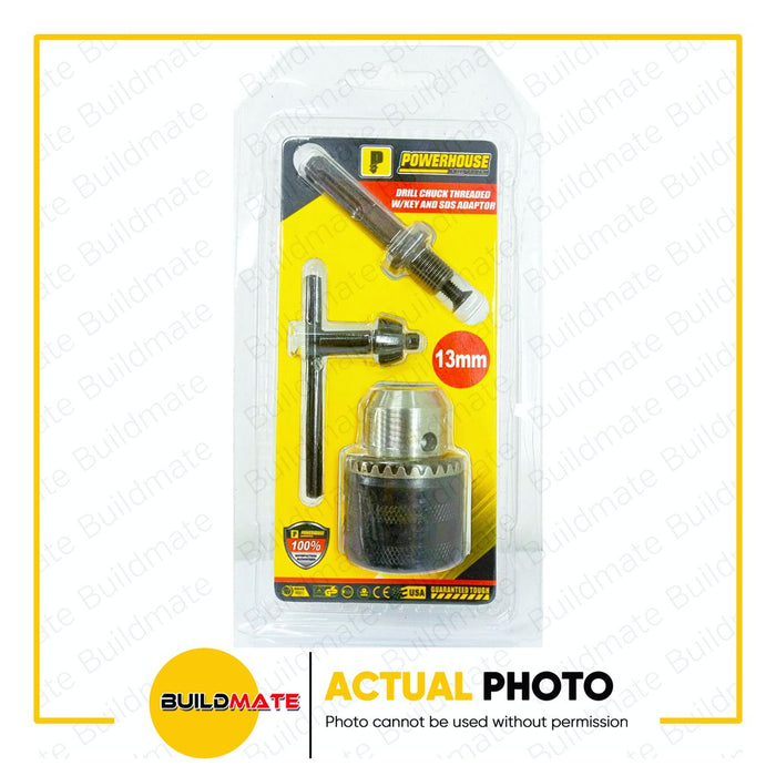 POWERHOUSE Drill Chuck Threaded with Key & SDS Adaptor 10mm | 13mm •BUILDMATE• PTAA