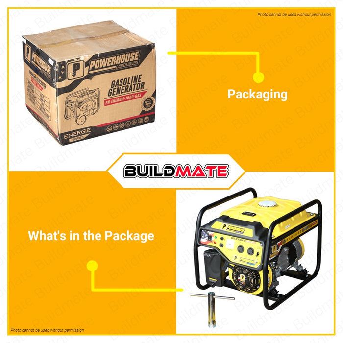 POWERHOUSE ENERGIE SERIES GASOLINE GENERATOR RECOIL START 1.8 KW KVA PH-ENERGIE-7500-GAS •BUILDMATE• PHI