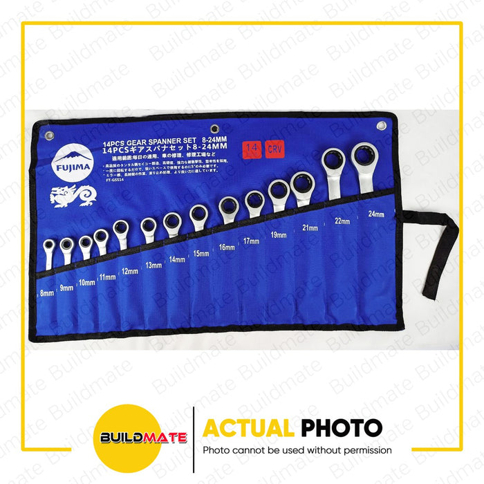 FUJIMA Gear Spanner 8-24mm Cr-V 14PCS/SET FT-GSS14 •BUILDMATE•