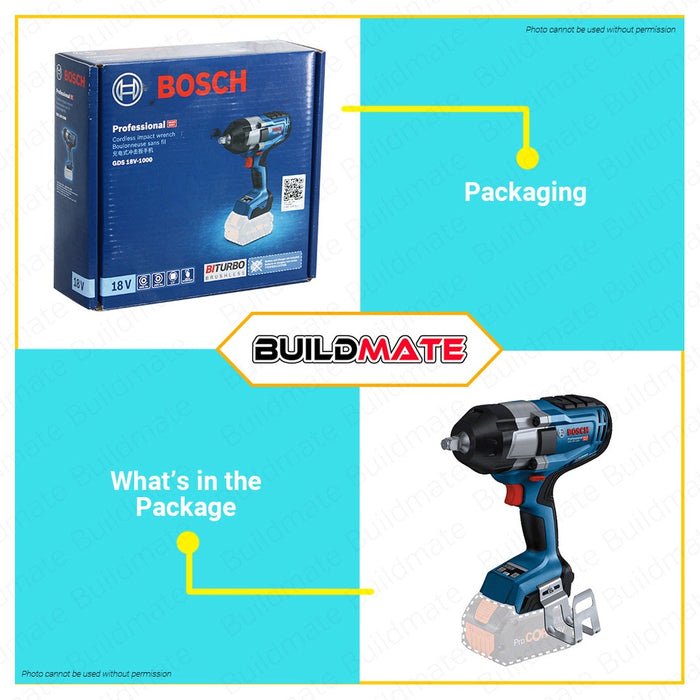 Bosch Professional Li-Ion Impact Wrench GDS18V-1000 06019J83L1 100% ORIGINAL / AUTHENTIC •BUILDMATE•