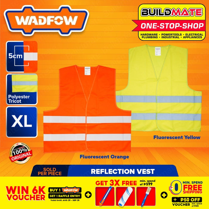 WADFOW Reflection Vest Orange | Yellow [SOLD PER PIECE] 5cm XL Safety Vest Polyester •BUILDMATE WHT