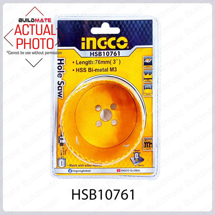 INGCO Hole Saw 76mm HSB10761  •BUILDMATE• IHT