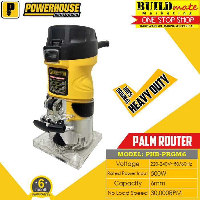 [COMBO] POWERHOUSE Palm Router Trimmer 500W w/ MAILTANK Router Bit 12PCS/SET 1/4" •BUILDMATE• PHCPT