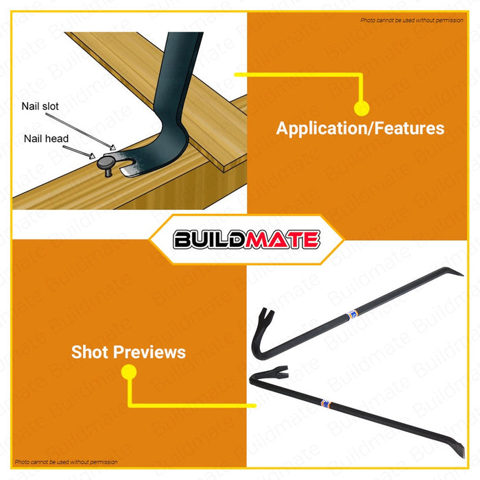 WADFOW Wrecking Bar 750mm 30" Inch Nail Puller End Gooseneck Wrecking Bar WQB1375 •BUILDMATE WHT