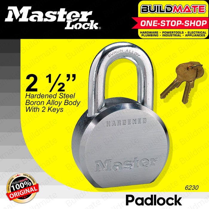 MASTER Solid Steel Padlock Pad Lock 2-1/2'' Hardened Steel Boron Alloy Body with 2 Keys #6230