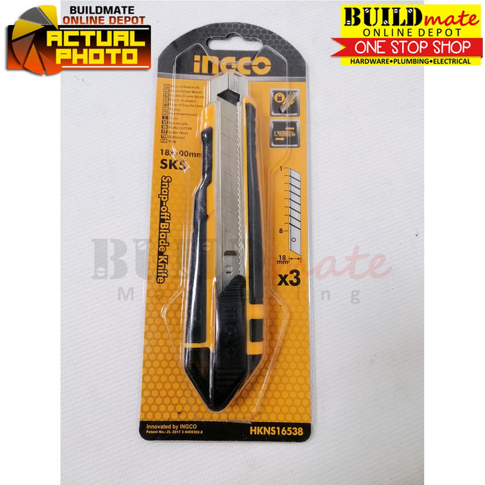 BUILDMATE Ingco Snap Off Blade Knife 18mmx100mm / 25mmx127mm Box Cutter Craft Utility Knife HKNS16538 / HKNS112505 - IHT