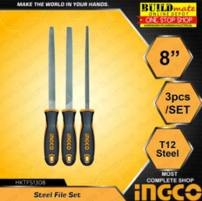 INGCO Steel File SET 200mm HKTFS1308  •BUILDMATE• IHT
