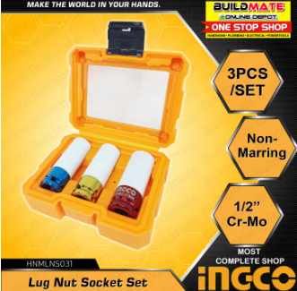 INGCO 1/2" Non-Marring Lug Nut Socket Set 3PCS/SET HNMLNS031 •BUILDMATE• IHT