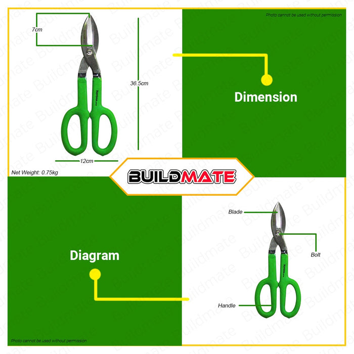 HOYOMA JAPAN Tin Snip Cutter Scissor 12" H-TC12 •BUILDMATE• HYMHT