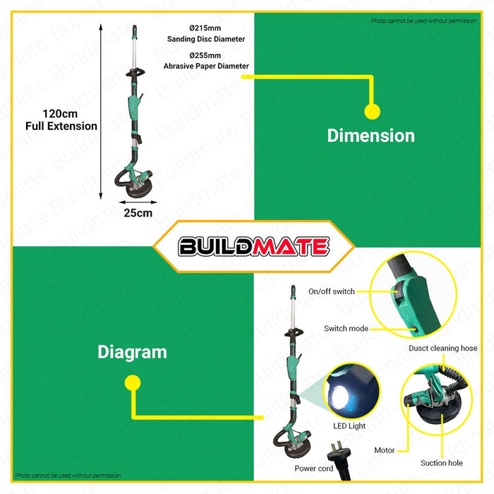 DCA Drywall Sander 650W 225mm ASF225 •BUILDMATE•