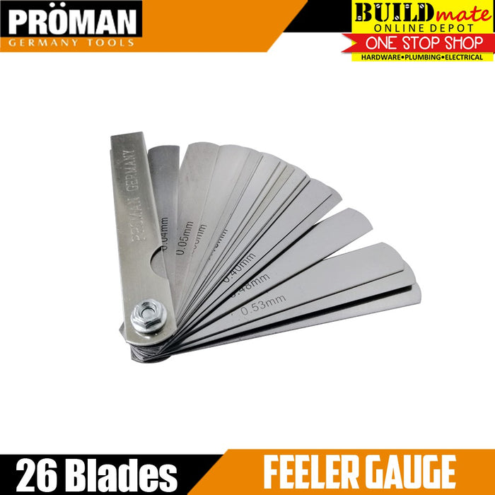 PROMAN Feeler Gauge 26 Blades P11-689 •BUILDMATE• 