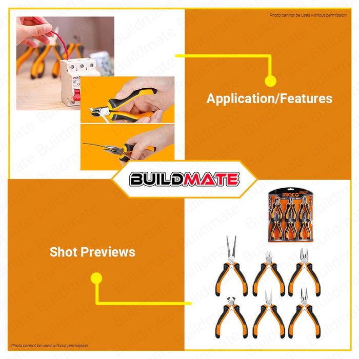INGCO Mini Pliers 6 PCS SET HMPS06115 •BUILDMATE• IHT