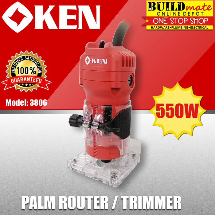 [BUNDLE] KEN Palm Router / Trimmer 550W 3806 WITH MAILTANK Router Bit 12PCS/SET 1/4" •BUILDMATE•
