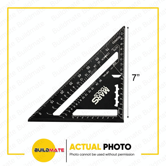 MARS TOOLS 7" Aluminum Alloy Triangle Ruler Woodworking Speed Angle Square Black 2104-56 •BUILDMATE•