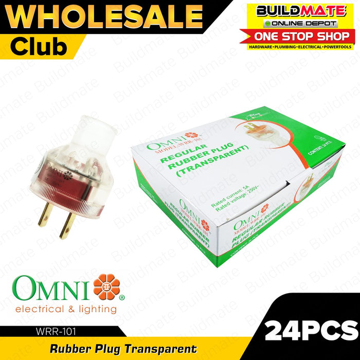 [WHOLESALE] BUILDMATE Omni 24PCS/BOX Transparent Regular Rubber Plug 5A 250V Heavy Quality Rubberized Electrical Power Plug WRR-101