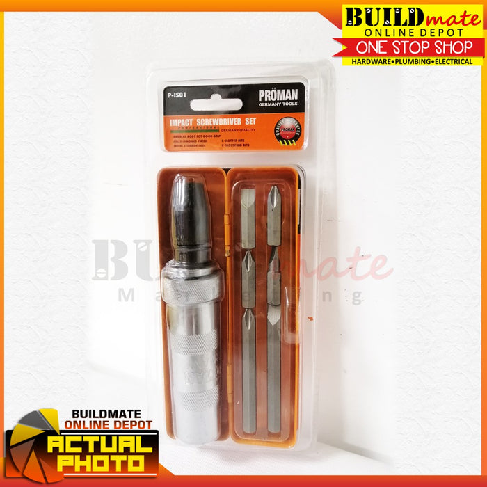 PROMAN / MEGA Impact Driver with 6pcs Bits Screwdriver Set - BUILDMATE