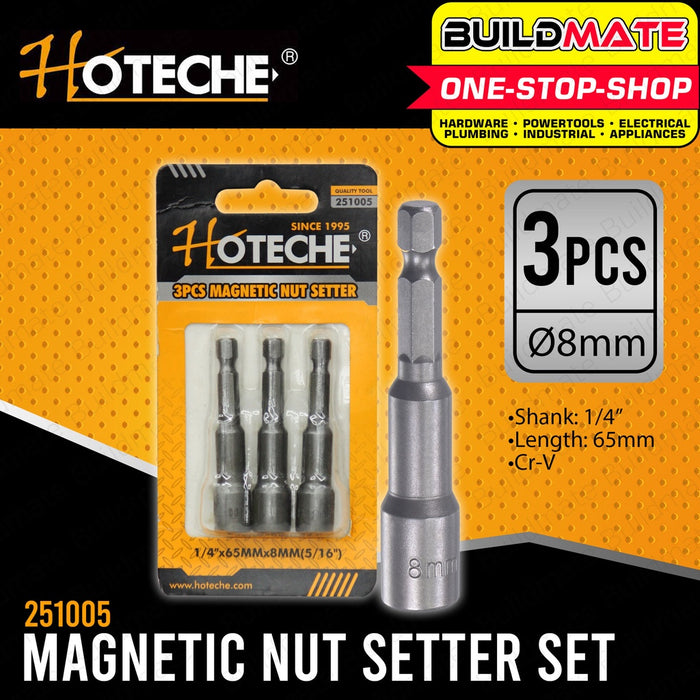 HOTECHE 3PCS/SET 8mm Magnetic Nut Setter Tex Screw  HTC-251005 100% ORIGINAL / AUTHENTIC •BUILDMATE•