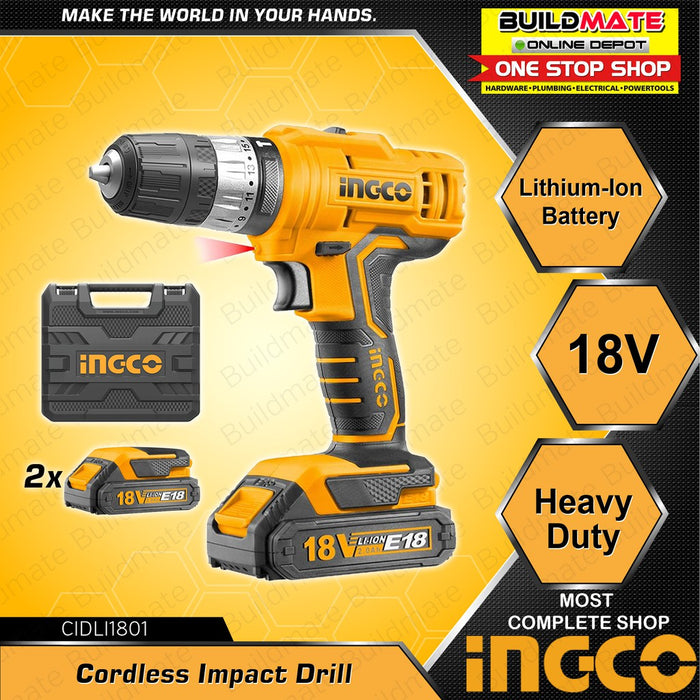 [COMBO] INGCO Cordless Impact Drill 18V CIDLI1801 + Cordless Impact Driver 20V CIRLIE2001 IPT