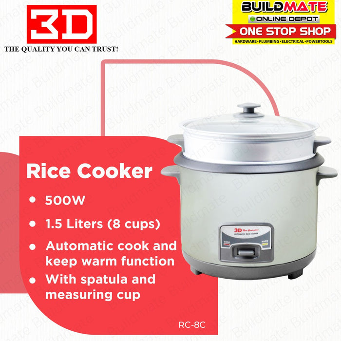3D Automatic Rice Cooker 1.5L RC-8C •BUILDMATE•