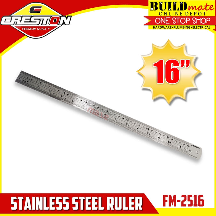 CRESTON Stainless Steel Ruler 16" FM2516 •BUILDMATE•