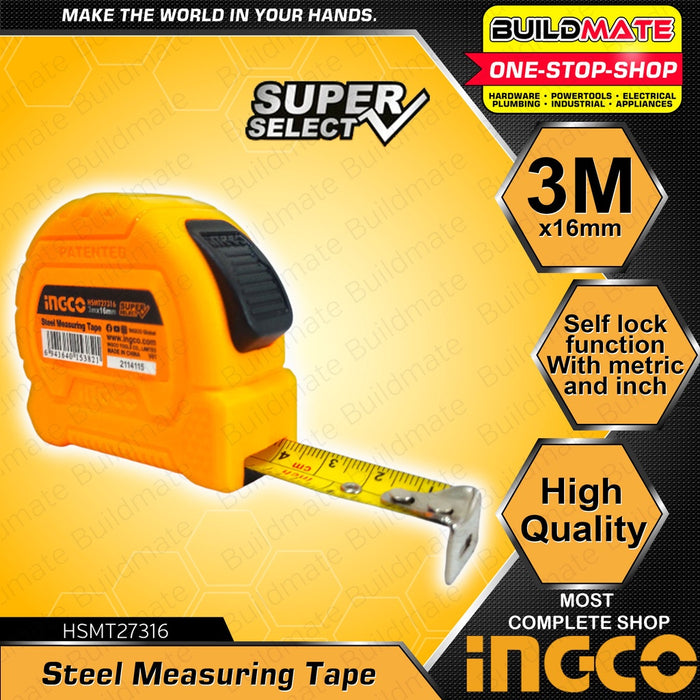 INGCO Steel Tape Measure Measuring Tape with Metric & Inch Super Select 3 METERS | 5 METERS HT2