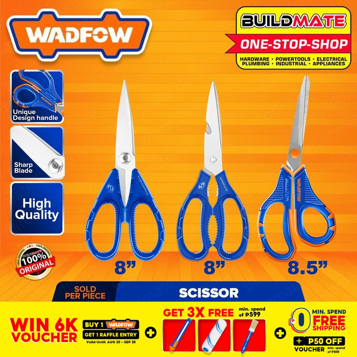 WADFOW Scissor 8" Inch | 8.5" Inch Multi Purpose Scissors [SOLD PER PIECE] Steel •BUILDMATE• WHT