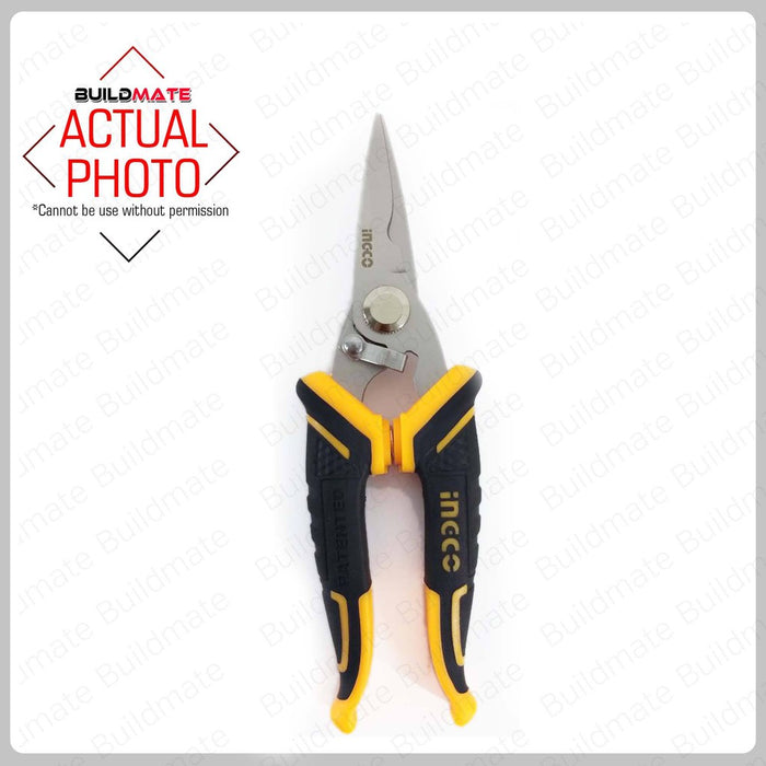 INGCO Electrician's Scissors Stainless Steel Blade with teeth HES0187 | HES0188 •BUILDMATE• IHT