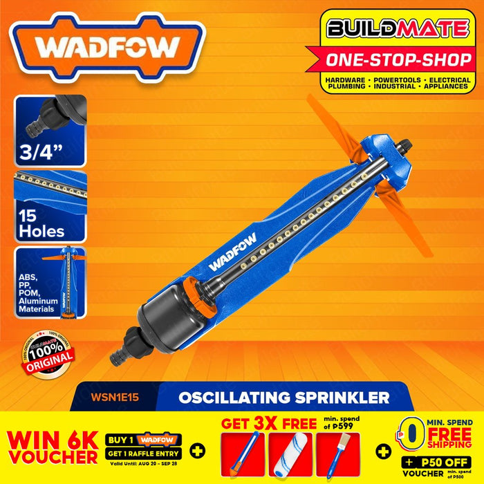 WADFOW Oscillating Sprinkler 15 Holes Lawn Sprinkler Watering Equipment WSN1E15 •BUILDMATE• WHT