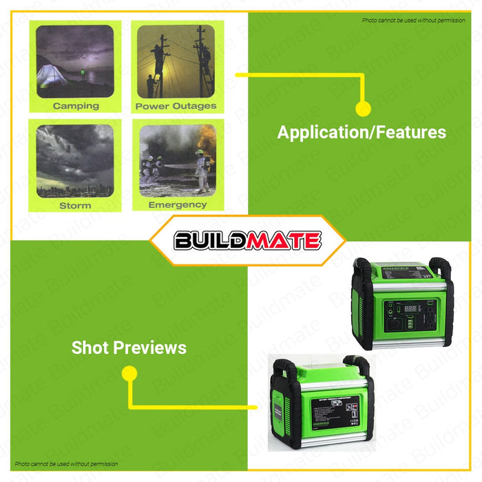 GREENFIELD Portable Power Station Inverter Supply Bank Generator 800W GPS800W •BUILDMATE•