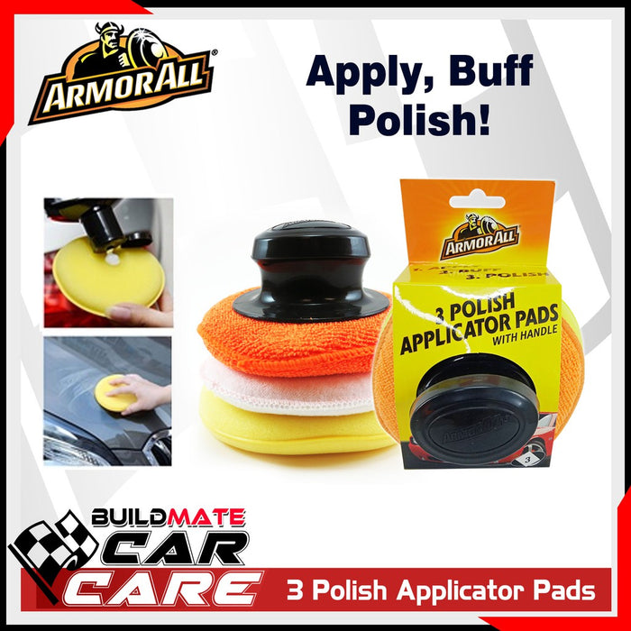 ARMOR ALL 3 Polish Applicator Cloth Pads with Handle AA400015EN •BUILDMATE• 