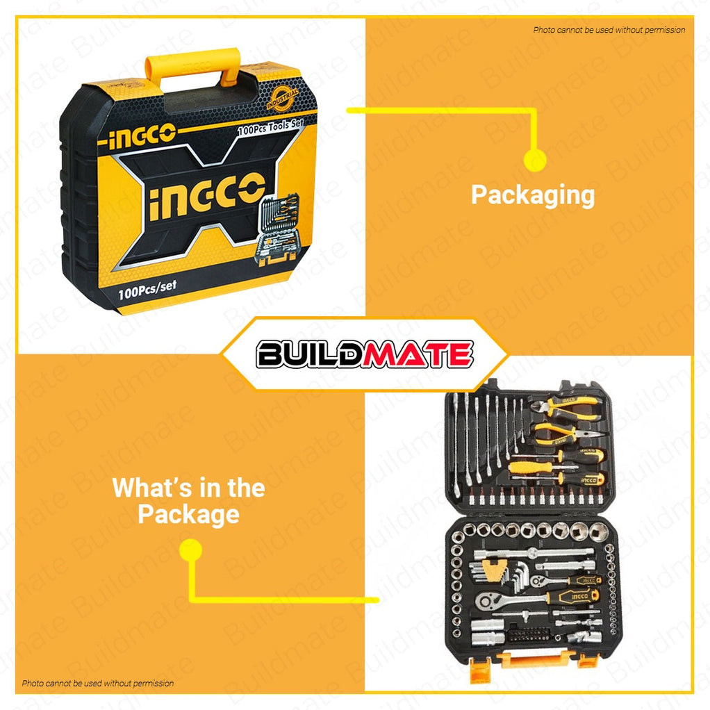 INGCO 100PCS Hand Tools Set Kit 1/2