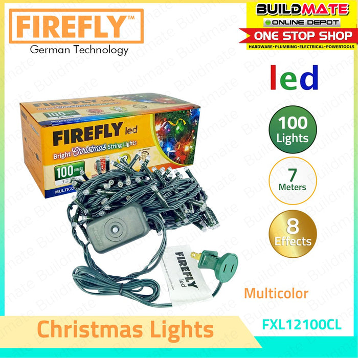 BUILDMATE Firefly LED Bright Christmas String Lights Multicolor with 8 Effects 100 Lights 7 Meters Indoor Decoration Fairy String Lighting Ornaments for Christmas Tree Decor