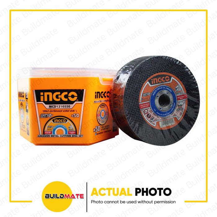 INGCO Abrasive Metal Cutting Disc Set 50PCS/SET For Angle Grinder 4" MCD1210550 •BUILDMATE• IHT
