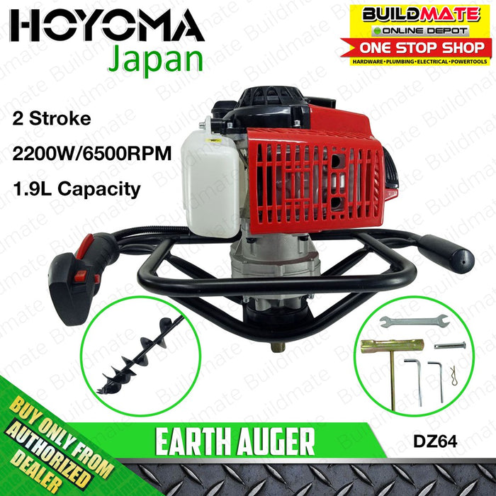 HOYOMA GAS 2 Stroke Earth Auger Post Hole Digger Ground Drill DZ64 + AUGER BIT 150mm •BUILDMATE• HYMPT