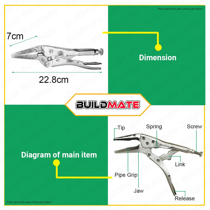 HOYOMA JAPAN Long Nose Vise Grip Pliers 9" Inches TF-5563 100% ORIGINAL / AUTHENTIC •BUILDMATE•
