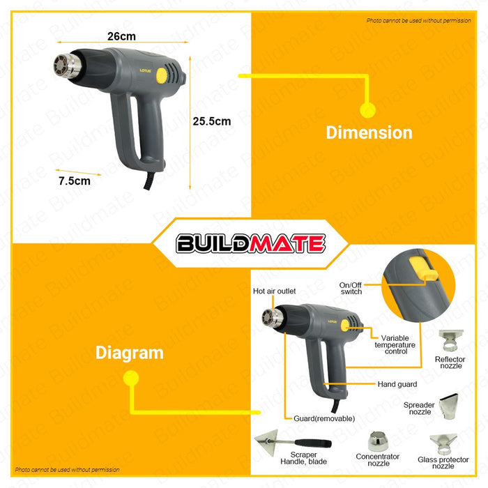LOTUS Hot Air Heat Gun 2000W LTXH2000X •BUILDMATE• LPT