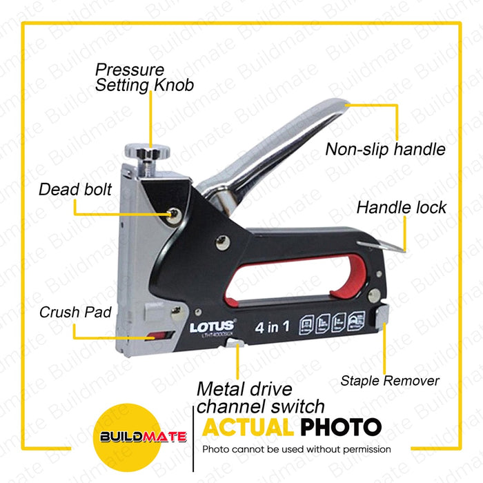 BUILDMATE Lotus 4in1 Staple Gun Tacker with Staple Wire Stapler Gun LTHT4000SGX / LTHT400SGX - LHT