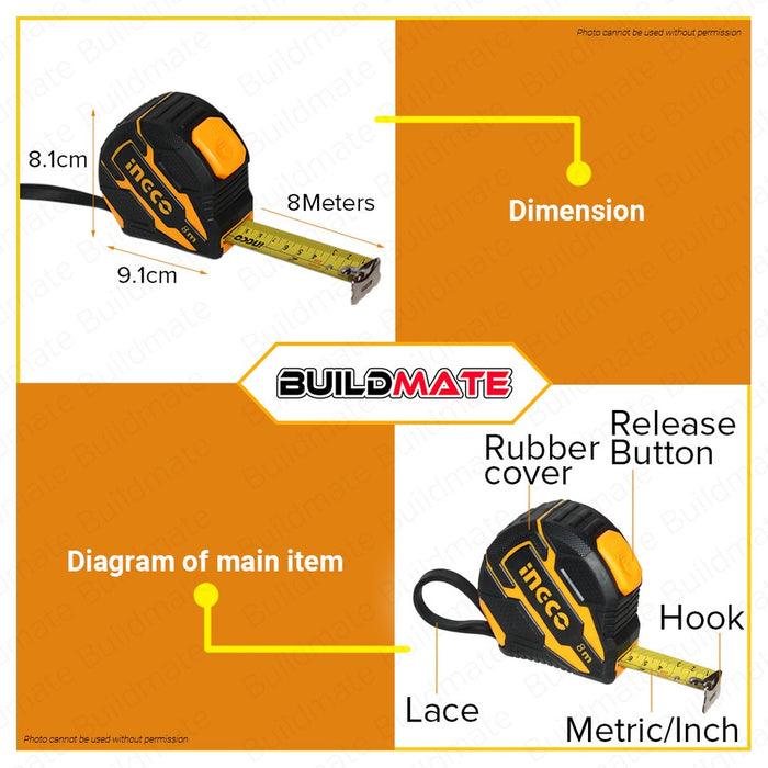 INGCO Steel Measuring Tape Nylon Blade 100% ORIGINAL / AUTHENTIC •BUILDMATE• IHT