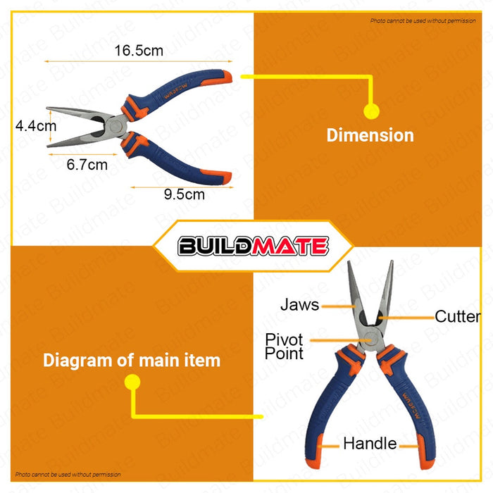 WADFOW Long Nose Pliers 6" Inch | 8" Inch [SOLD PER PIECE] Polish & Anti-Rust Oil •BUILDMATE• WHT
