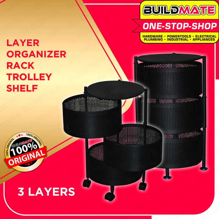 YUMEHOME 3 Layer Organizer Rack Trolley Shelf with Wheels CSR-3 •BUILDMATE•
