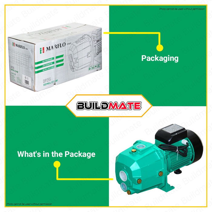BUILDMATE Marflo Self Priming / Deep Well Water Jet Pump 1HP Heavy Duty Booster Shallow Well Water Ejector Pump JET100 / DP255