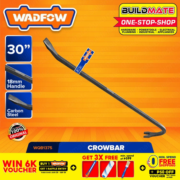 WADFOW Wrecking Bar 750mm 30" Inch Nail Puller End Gooseneck Wrecking Bar WQB1375 •BUILDMATE WHT
