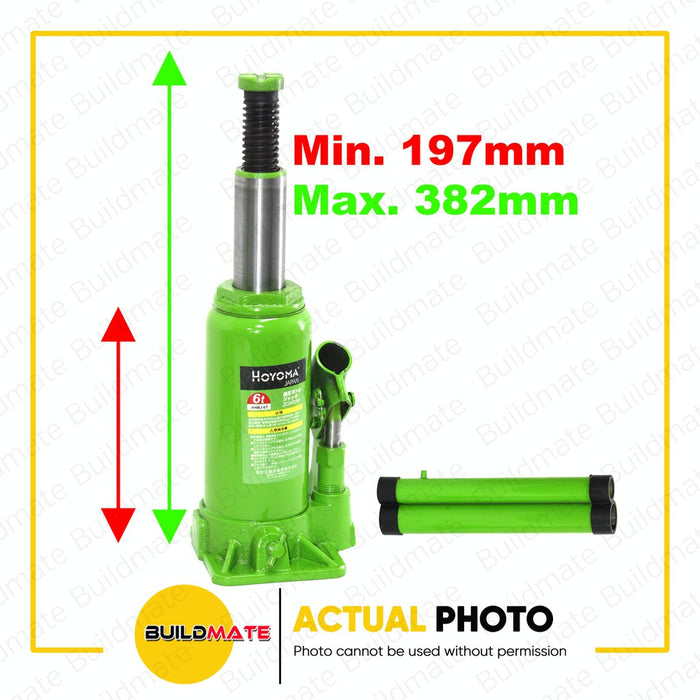 HOYOMA JAPAN 6 Tons Hydraulic Bottle Jack HBJ6 •BUILDMATE•
