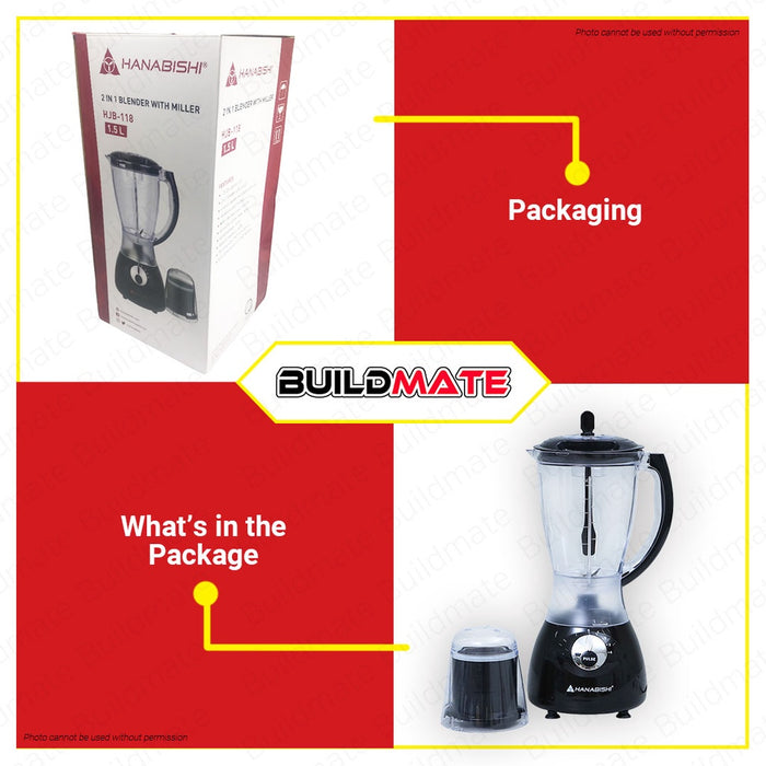 HANABISHI 2 in 1 Juice Blender 1.5L HJB1-18 •BUILDMATE•