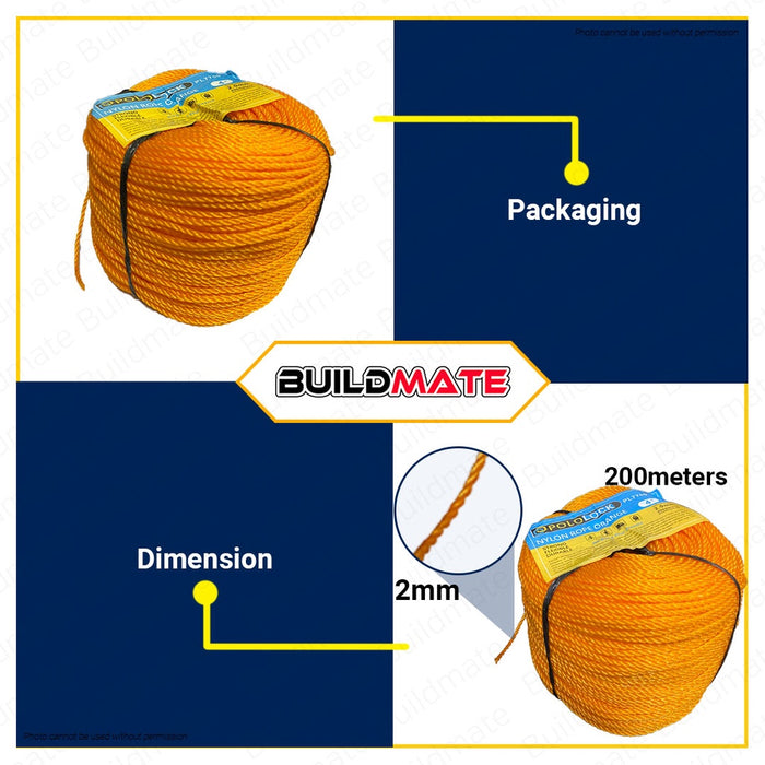 Nylon Rope 200m 2mm HIGH QUALITY PL77001-02 •BUILDMATE•