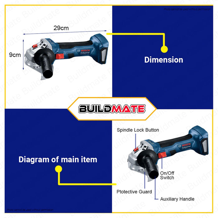 BOSCH Brushless Cordless Angle Grinder Soft Grip SOLO M10 GWS180-LI 06019H90K0 BLC | •BUILDMATE•
