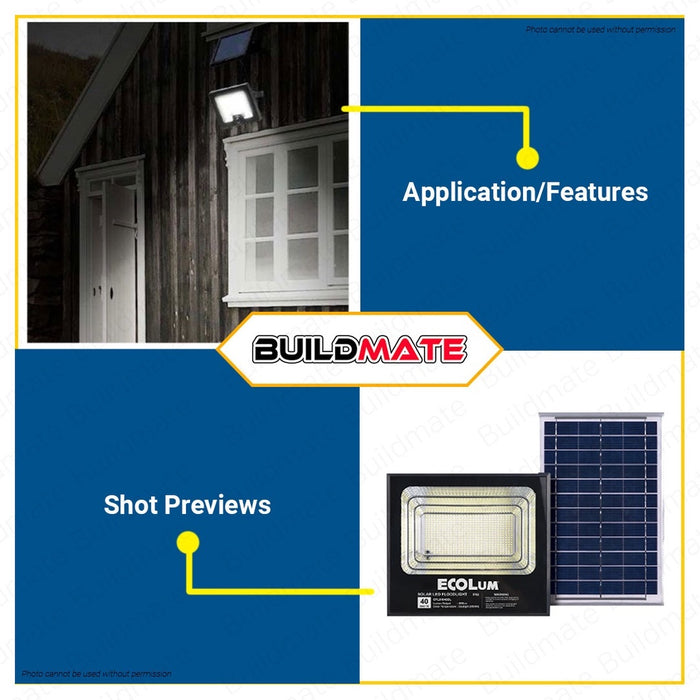 BUILDMATE Ecolum by Firefly Solar LED Floodlight 400lm / 500lm Daylight IP65 With Remote Control Weatherproof Outdoor Solar Street LED Security Flood Light