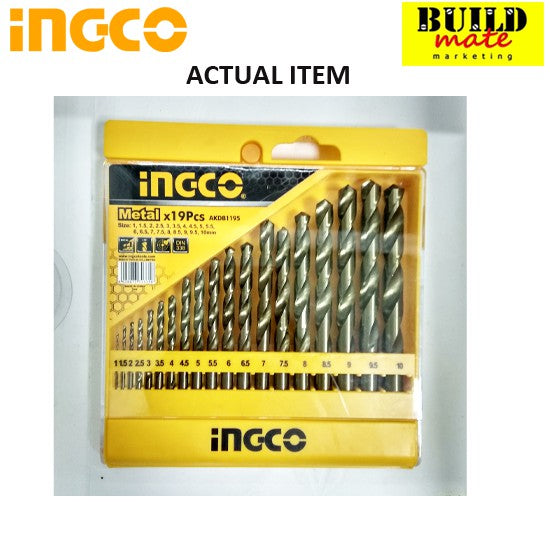 INGCO 19pcs Cobalt HSS Drill Bit SET 1-10mm AKDB1195 •BUILDMATE• IHT
